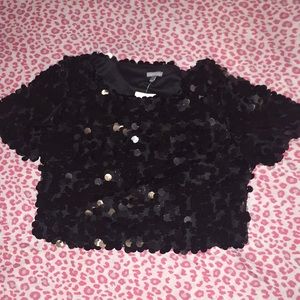 Black sequin crop top